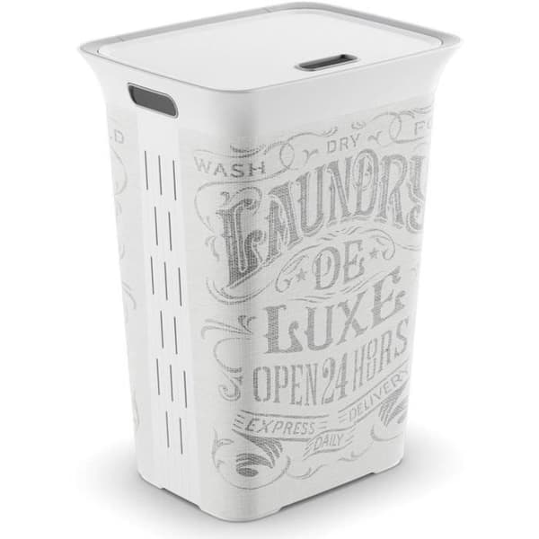 KIS Laundry de Luxe Chic Style tvättlåda - 60 l - Grå och vit