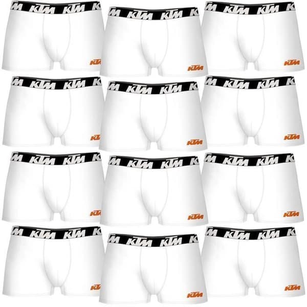 Boxers - KTM - Set med 12 - 100% bomull - Vit - Herr