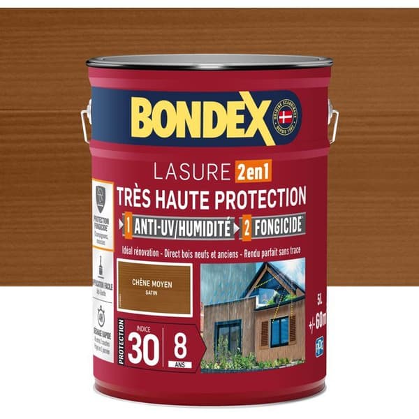 BONDEX - 8 års bets - Index 30 - Medium Ek - Satin - 5L