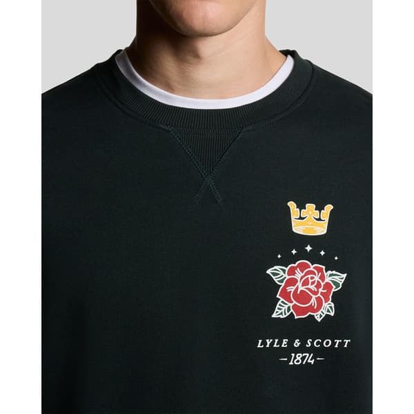 Lyle & Scott Rose And Crown Graphic Rundhalsad Sweatshirt