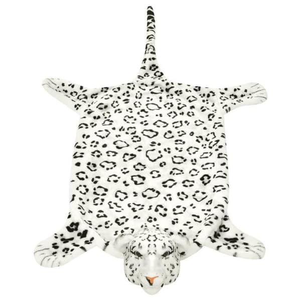 vidaXL Plysch Leopard Matta 139 cm Vit