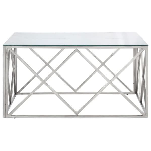 vidaXL Silver soffbord i rostfritt stål och härdat glas 349979