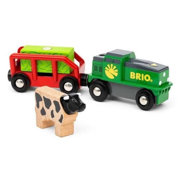 Batteri Farm Train - BRIO - Träkrets - Vagn och magnetlast ingår