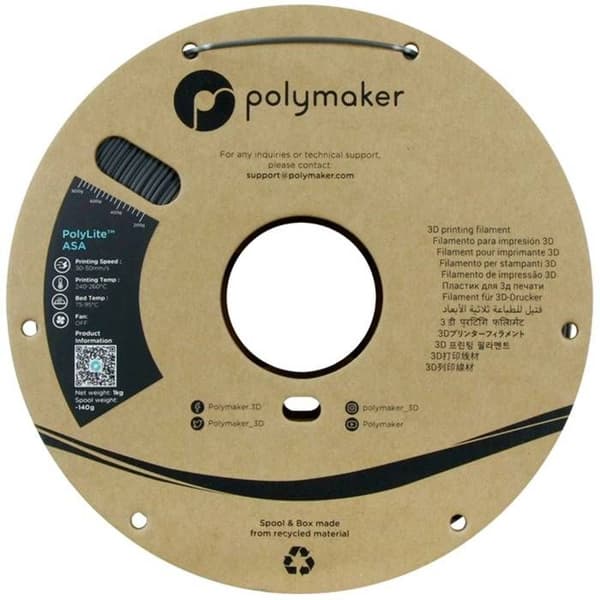 Filament ASA - POLYMAKER - PF01037 - Mörkgrå - UV-beständig - Väderbeständig