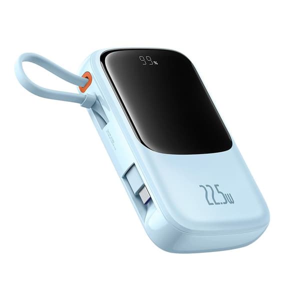 Baseus - Extern batteri Qpow Pro+ (P10067101313-00) - Lightning, 2x Type-C, USB, 22,5W, 10000mAh, Type-C-kabel - Blå