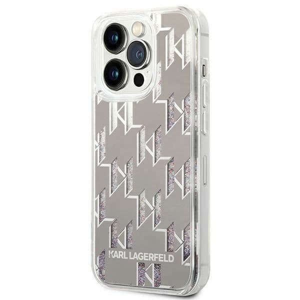 Karl Lagerfeld iPhone 14 Pro Monogram Liquid Glitter TPU - Silver