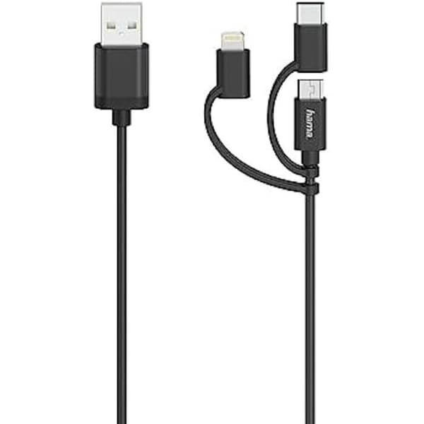 Micro-USB-kabel 3 i 1 - HAMA - USB-C- och Lightning-adapter - 0,75 m - USB 2.0