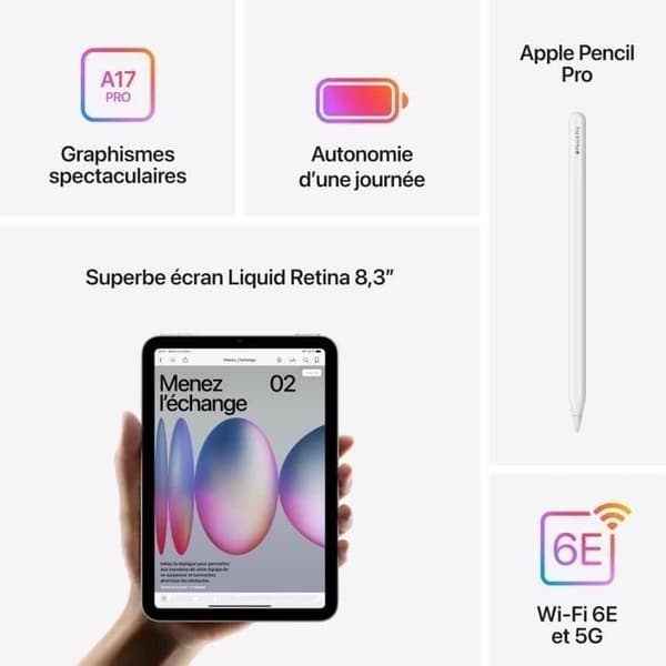APPLE iPad mini (2024) - 8.3'' - WiFi + Cellular - 256 GB - Blå