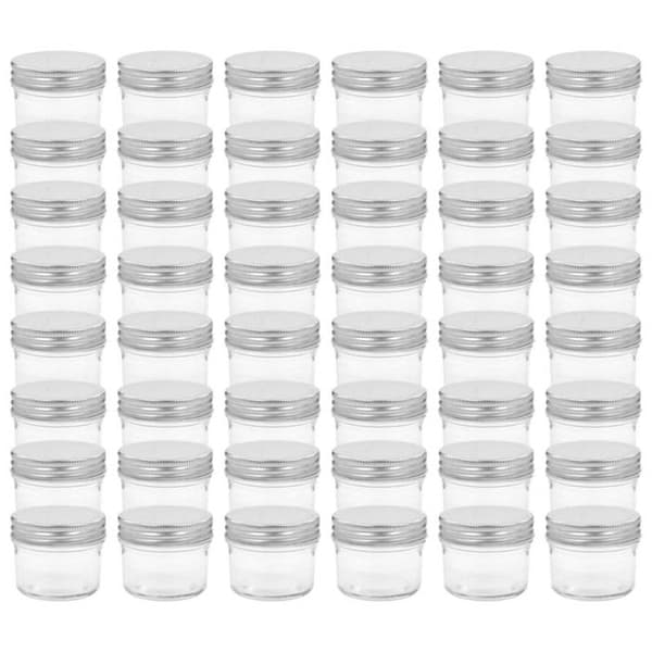 48 st pots med lock i silverfärgad glas 110 ml