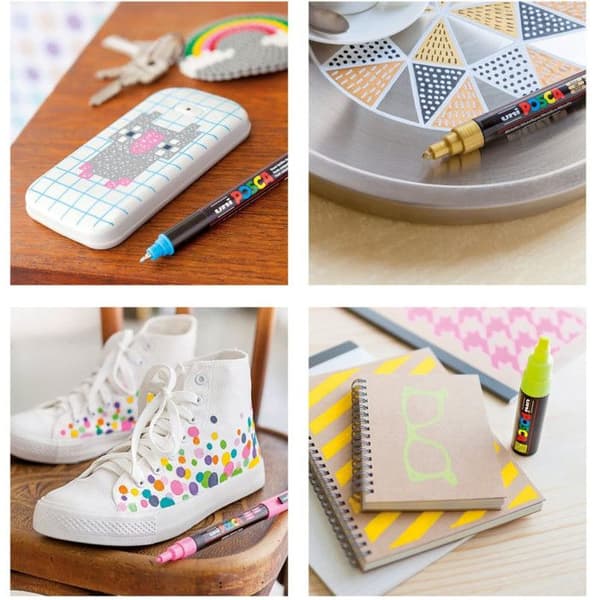 Målarpenna - POSCA - Röd - Linjebredd 1-10 mm - Penselspets - Opaque