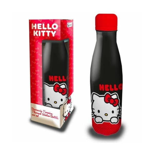 Vattenflaska - CORIEX - Hello Kitty - 500 ml - Rostfritt stål - Svart