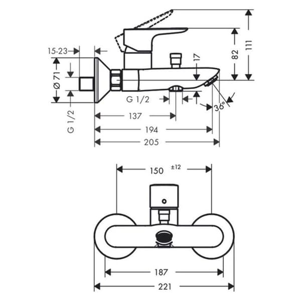 HANSGROHE Talis E bad/duschblandare borstad brons - 71740140