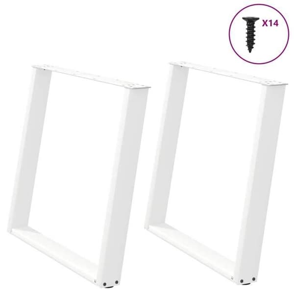 vidaXL Matbordben U 2 delar Vit 100 x (72-73) cm Stål 4012805