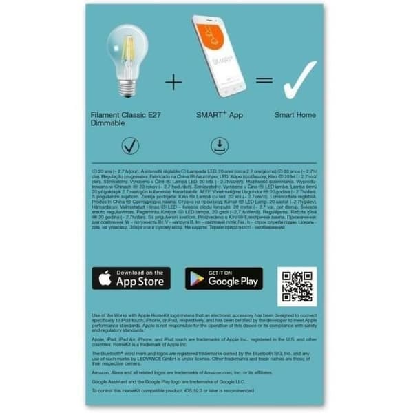 LEDVANCE Bulb Smart+ Bluetooth STANDARD WIRE 60W E27 VARIABEL EFFEKT
