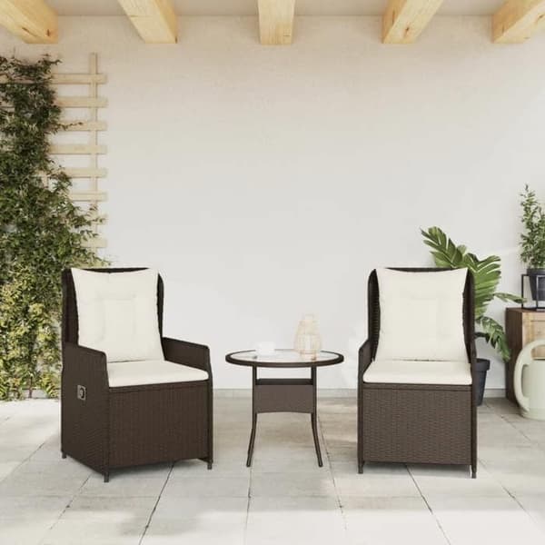 vidaXL Fällbara trädgårdsstolar set om 2 brun flätad resin 368653