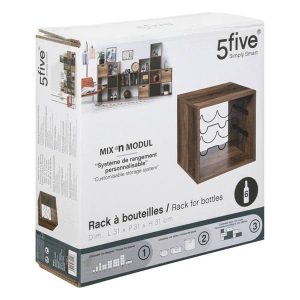 Förvaring för 6 flaskor indus "Mix N' Modul" mörk träeffekt - 5 five simply smart