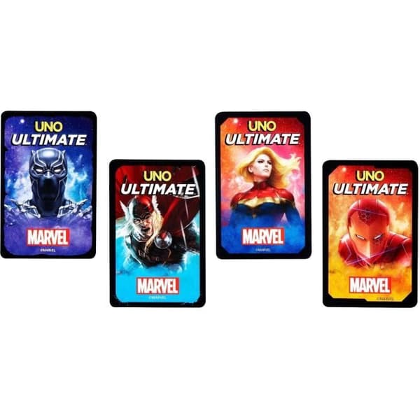 UNO Marvel-kortspel - MATTEL GAMES - UNO Ultimate Marvel - Strategispel - 4 Marvel-hjältar