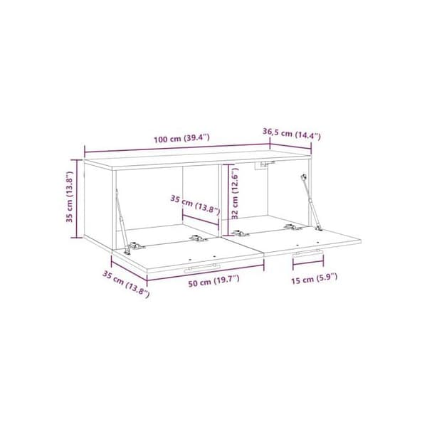 Väggmöbel ek - vidaXL - 100x36.5x35 cm - Väggmontering - Rustik - Effektiv förvaring - Modern design