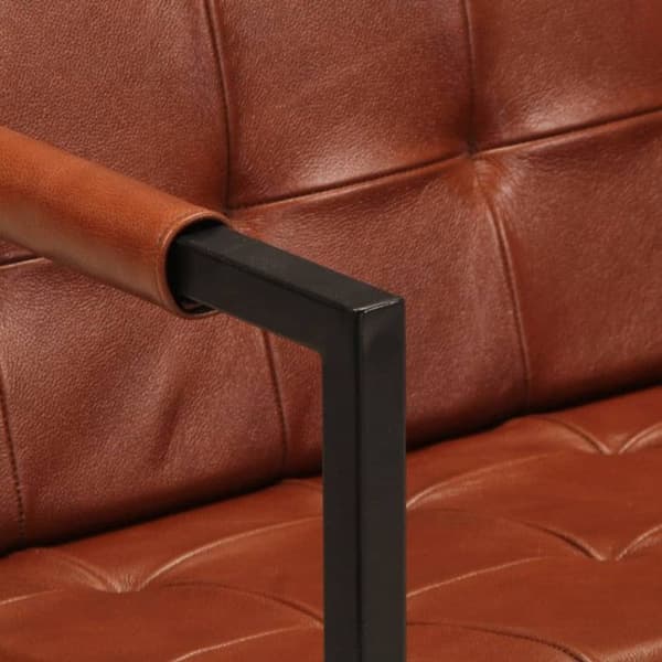 vidaXL Soffa 3-sits Brun Äkta Getskinn