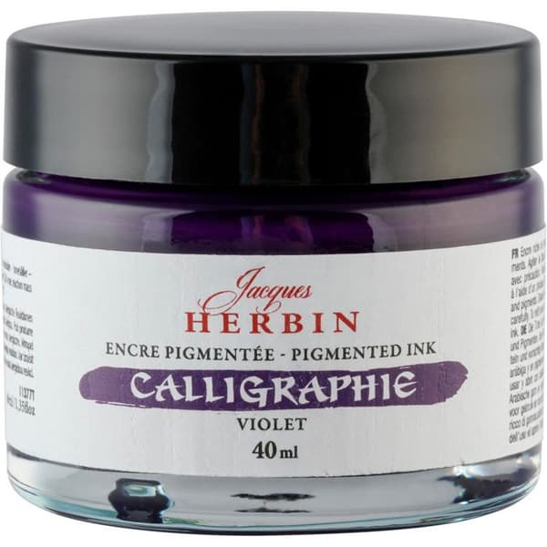 Pigmenterad kalligrafi-bläck - Lila - Jacques Herbin - Flaska 40ml