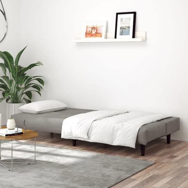vidaXL 2-sits bäddsoffa ljusgrå sammet 375926