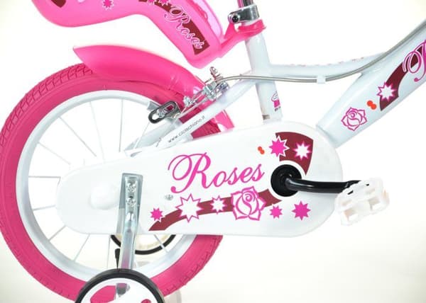 Barncykel - SCH - ROSOR 14'' - Vit - Korg - Ringklocka - Barnstol