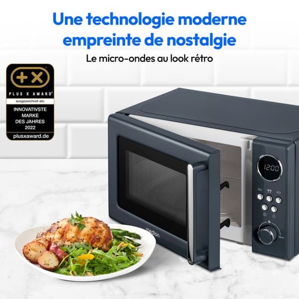 MEDION mikrovågsugn retro MD15000 - 20 L, 800 W, 8 program, digital display, grå
