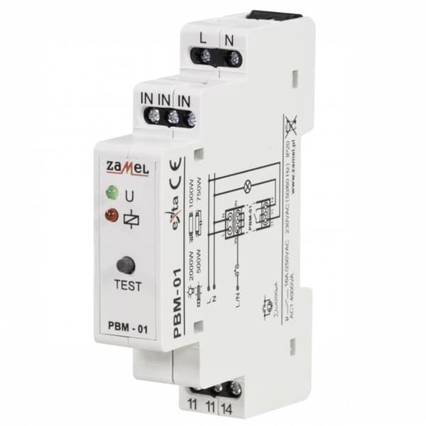 Modulrelä bistabil - Zamel - PBM-01 - 230VAC - DIN-skena - 16A