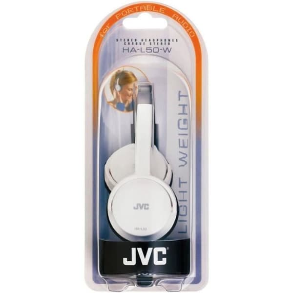 Stereohörlurar - JVC - HAL50W - Fällbara - Lättvikts - Kabelanslutna - Vit