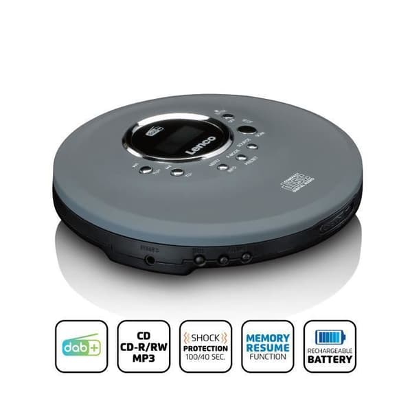 Lenco CD-400GY - Bärbar CD/MP3-spelare för CD, CD-R, CD-RW