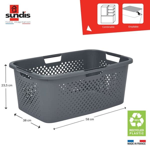 SUNDIS Pixel tvättkorg - 40 L - Grå