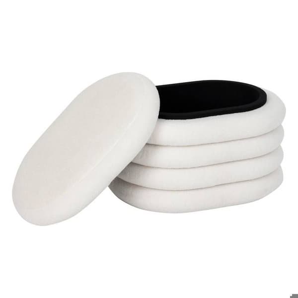 Pouf förvaringslåda böljande Guilia vit 59x45cm