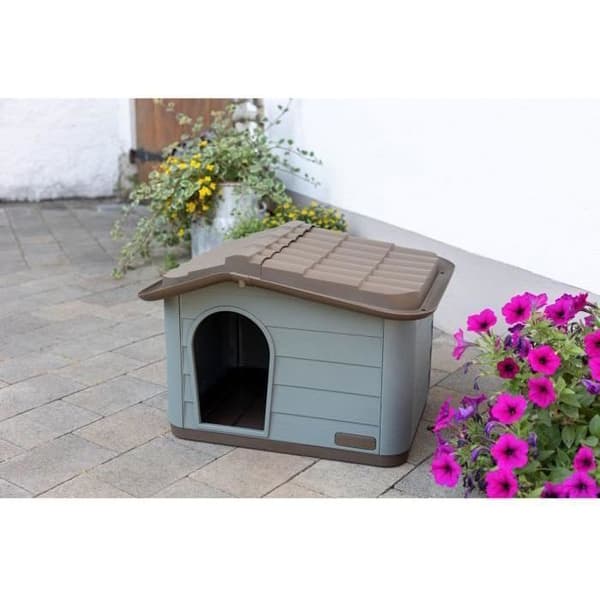 KERBL - Utomhus hus för katter - 60 x 51 x 41 cm - Grå och brun - Plast