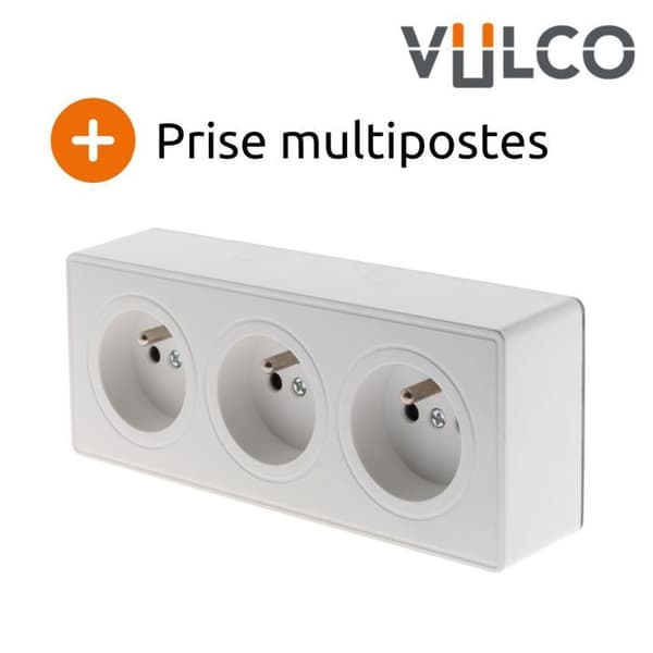 Triple utgång 2P+T 16A Vit - Vulco - Zenitech