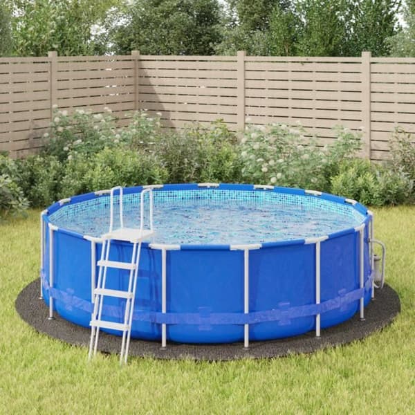 vidaXL Ljusgrå Poolöverdrag Ø428 cm Polyester Geotextil 94227