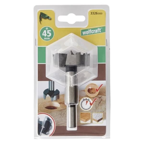 Infälld träfräs - WOLFCRAFT - L90 Ø45 mm - Pro - Hög precision - Kvalitetsverktyg
