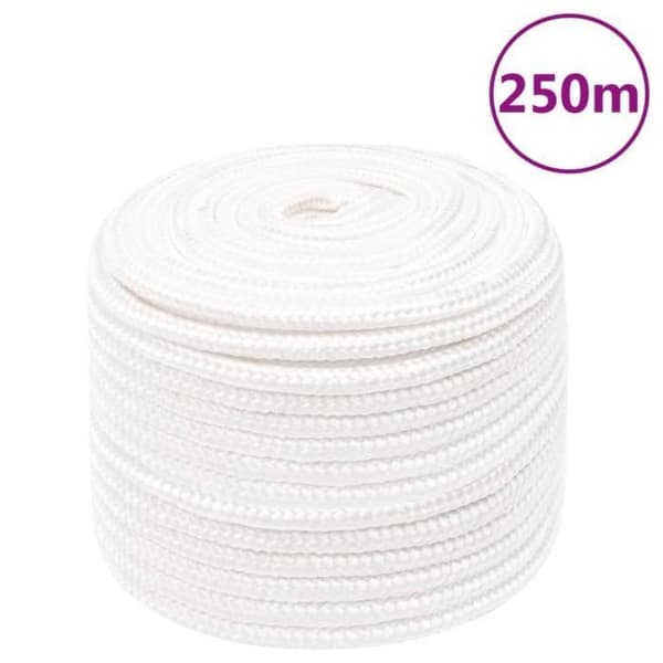 152571 vidaXL Båtrep Komplett Vit 14 mm 250 m Polypropen
