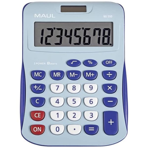 Skrivbordskalkylator - MAUL - MJ 550 - 8 siffror - Batteridriven - Blå