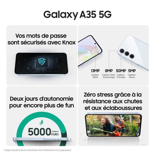 Samsung Galaxy A35 Smartphone 256 GB 5G Midnattsblå
