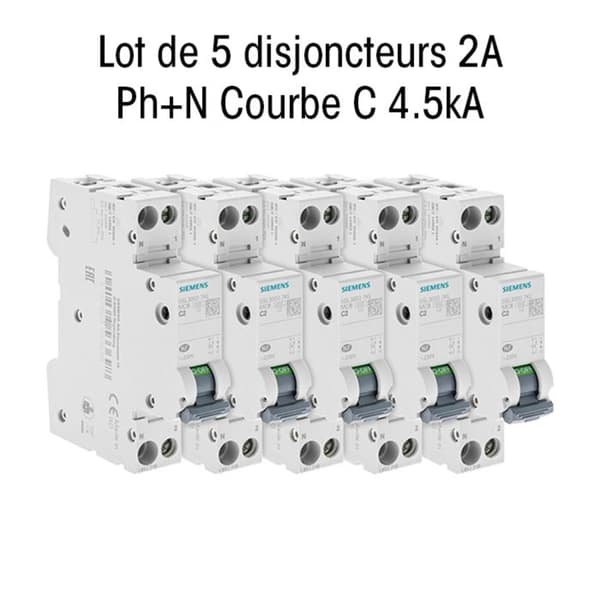 SIEMENS 5-pack med 2A PH-brytare SIEMENS NY (927)