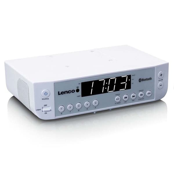 Lenco KCR-100WH - FM-köksradio med Bluetooth®, LED-belysning och timer - Vit
