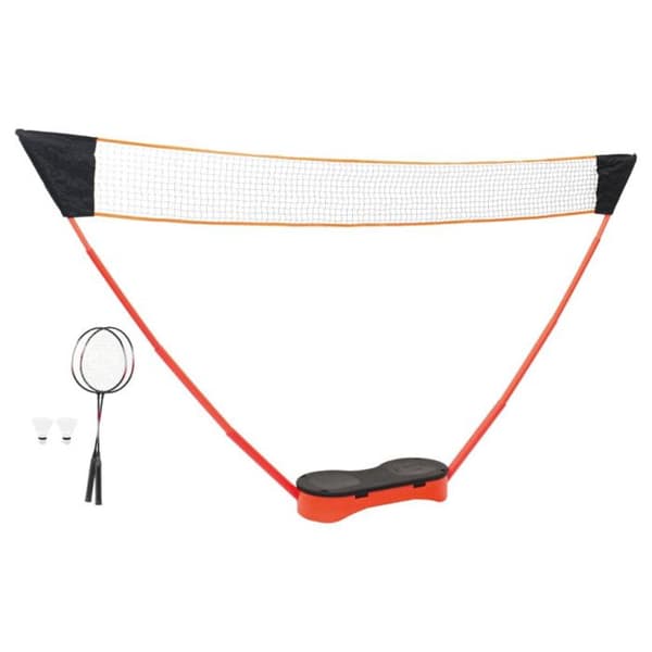 Badmintonset med 2 racketar, nät och förvaringslåda