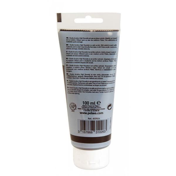 Akrylfärg - Pébéo - Studio - Noir de Mars - 100 ml - Satin - Professionell
