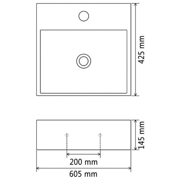 Tvättställ - vidaXL - 60,5x42,5cm - Keramik - Vit - Rektangulär