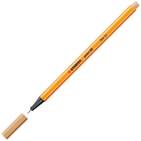 Fin spetsfilt - Stabilo - Point 88 - Ljus ockra - 0,4 mm - Pack med 10