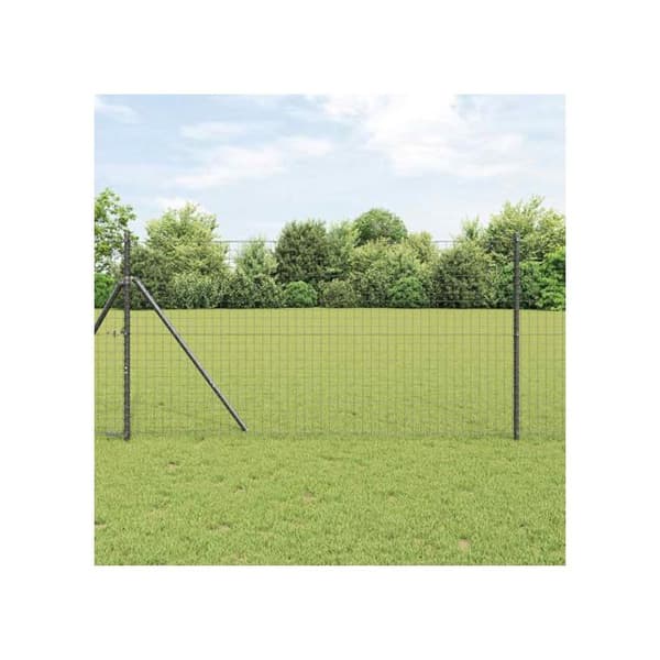 Stängselstolpe i stål - vidaXL - Grå - Pulverlackerad stål - 130 cm - Väderbeständig
