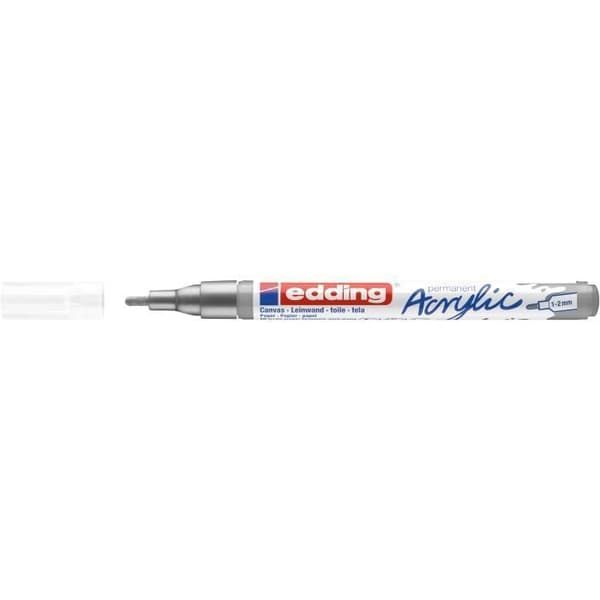 Fin akrylmärkare - Edding - 5300 - Silver - 1-2 mm - Vattenresistent