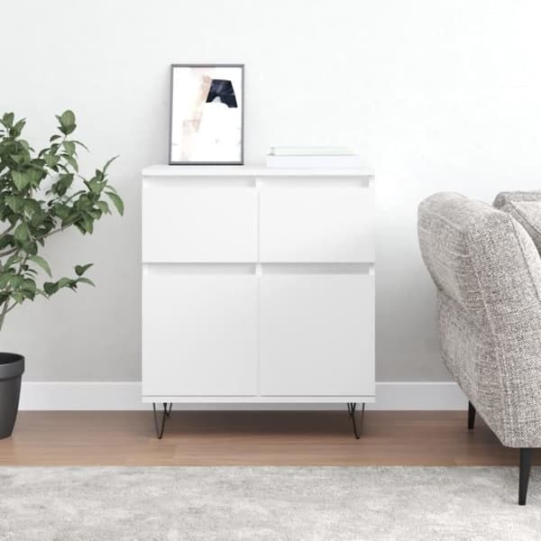 vidaXL Buffé Vit 60x35x70 cm Ingenjörsträ 831116