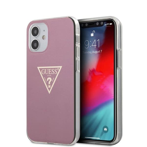 Guess Metallic Triange - iPhone 12 Mini-fodral (rosa)