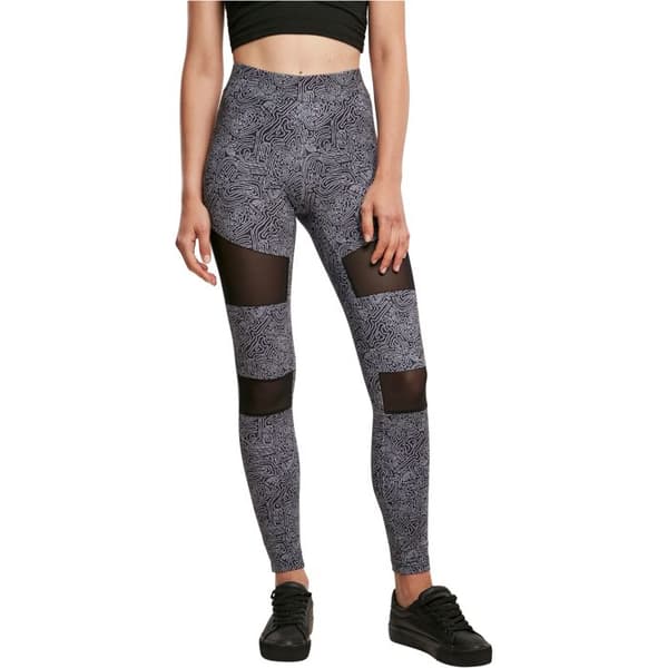 Leggings dam - Urban Classics - Tech Mesh AOP - Mönstrad design - Meshinsatser - Stretchkomfort